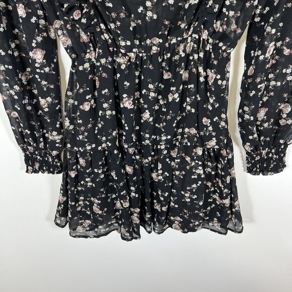 70/21 Dress Womens Size Small Chiffon Floral‎ print Cut Out long sleeve NWT Boho - Picture 11 of 11